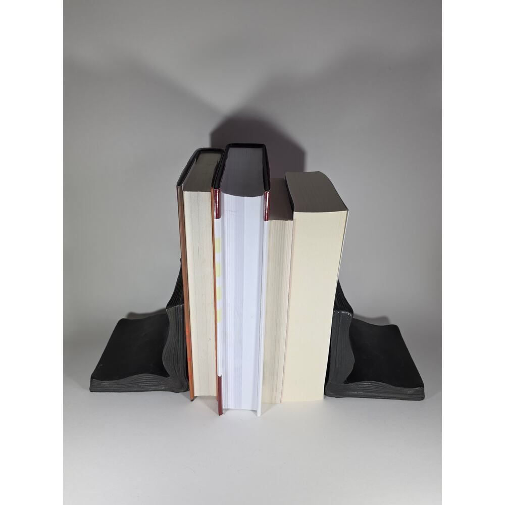 SP San Pacific International Cast Metal Bookends Pair Stacked Books Heavy